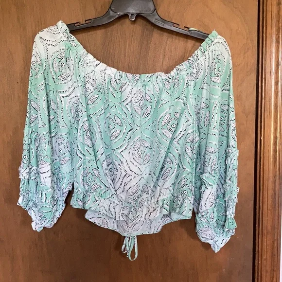 LC Lauren Conrad peasant boho vibe top casual printed cottagecore XXL - Picture 9 of 17